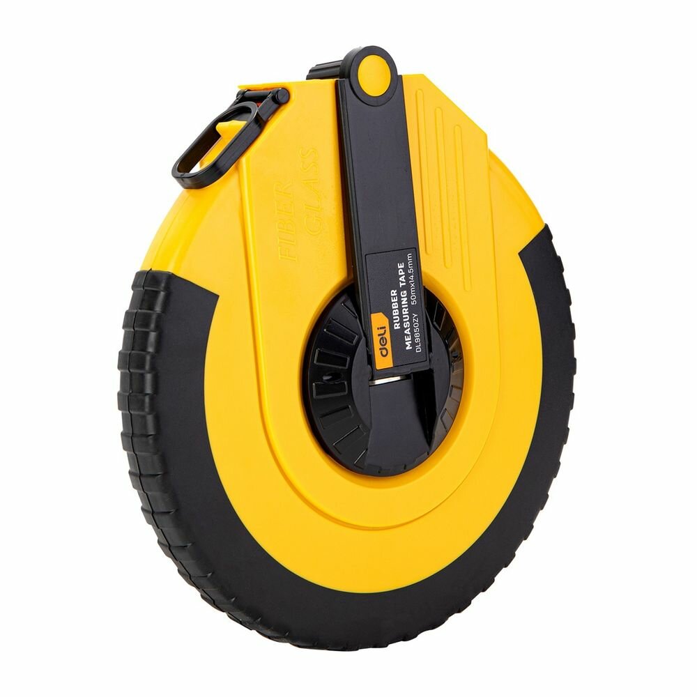 Мерная лента Deli DL9850ZY 50м x 14.5мм ударопрочный корпус полотно из стекловолокна и ПВХ