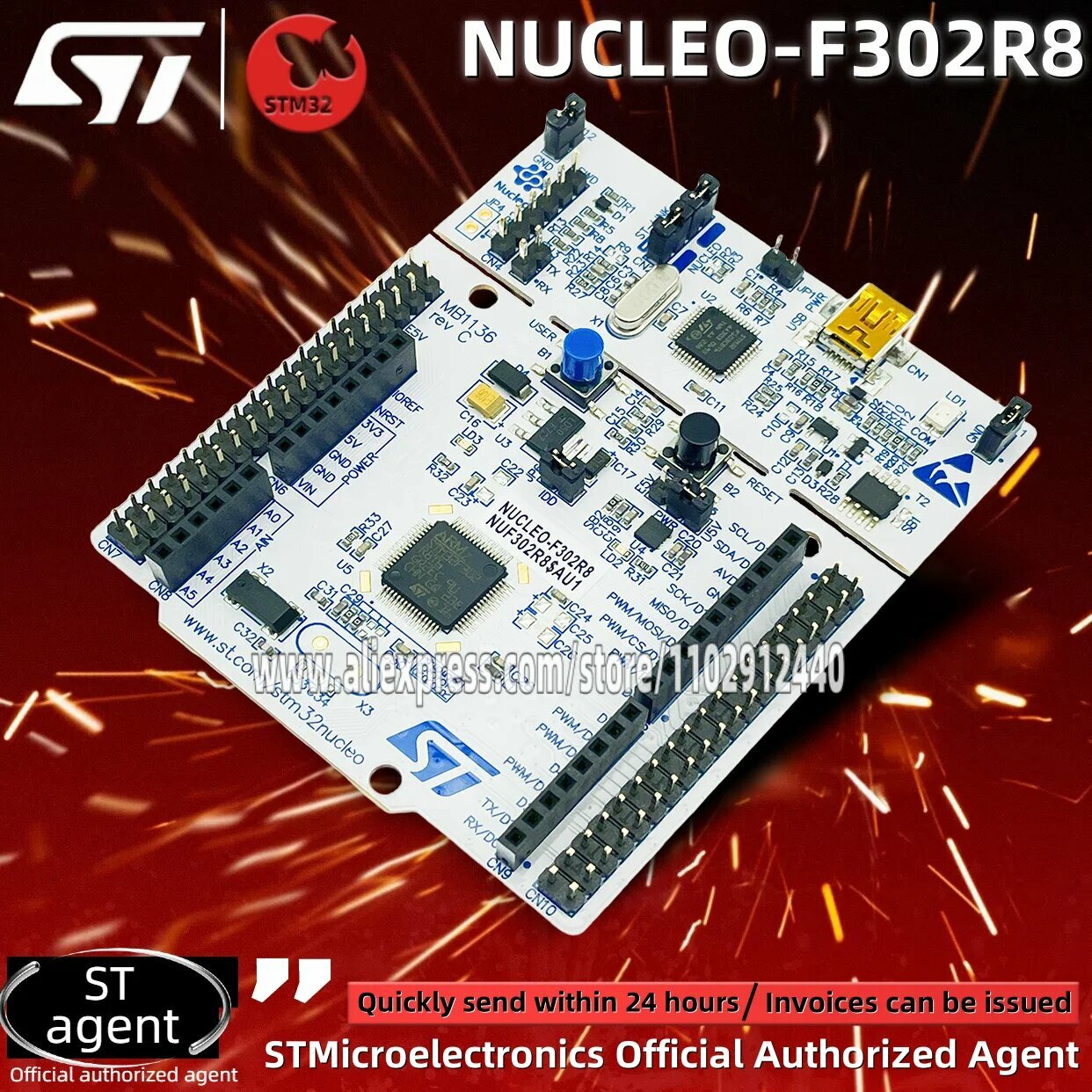 1 шт./лот NUCLEO-F302R8 поддержка Arduino Nucleo-64 макетная плата STM32F302R8T6 оценочная плата оригинальный запас