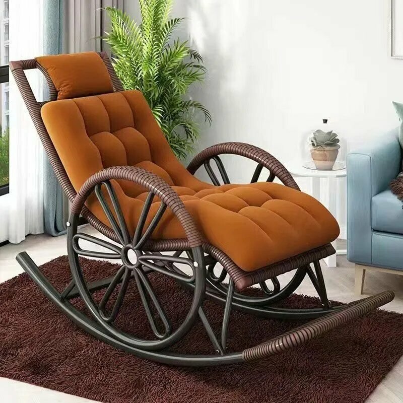 Шезлонг домашний плетеный из искусственного ротанга 180 см х 58 см х 90 см коричневый