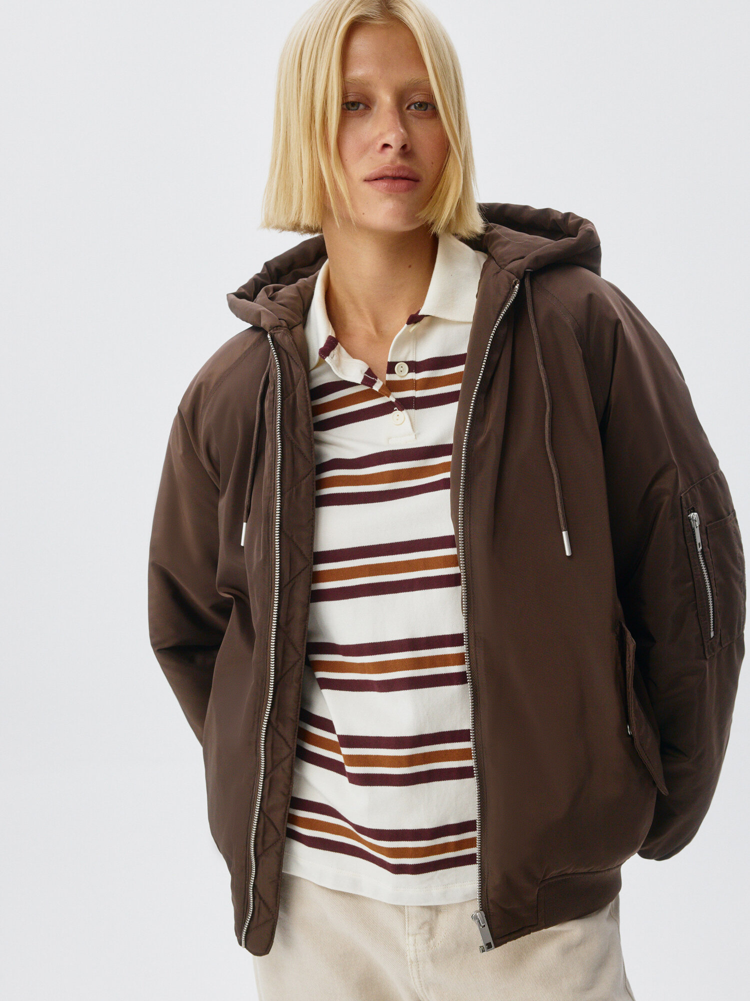 Бомбер Sela размер 44 коричневый