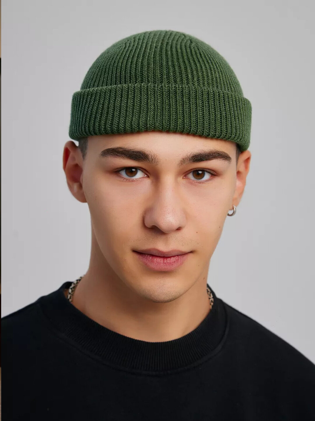 Шапка-бини 8 для взрослых и детей, размер 56, темно-зеленый — фото 1