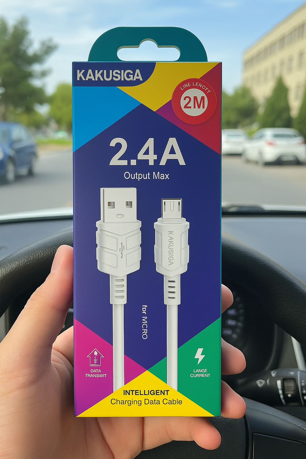 Кабель Kakusiga Micro USB 2.4A — белый, 2 метра, быстрая зарядка, выходная мощность 2,4 А