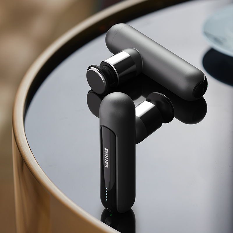 Перкуссионный массажер Philips mini PPM3103G，5-ступенчатая регулировка скорости, комфортный подогрев 45℃, темно-синий