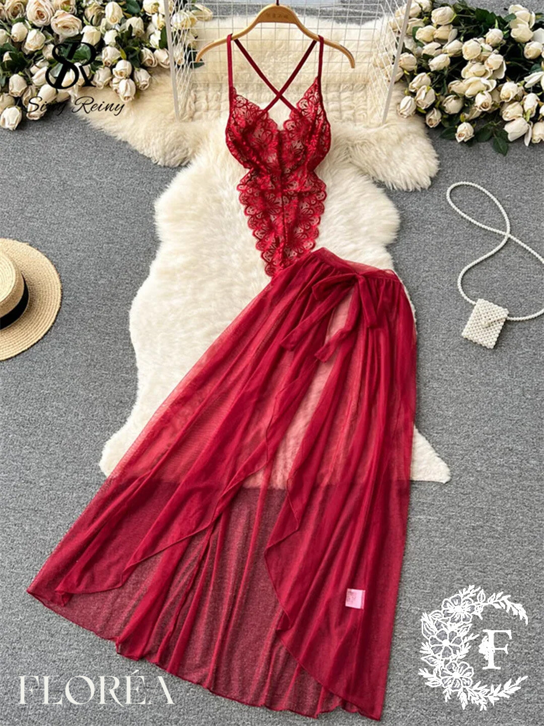 Пеньюар  1, размер 44-48, красный — фото 1