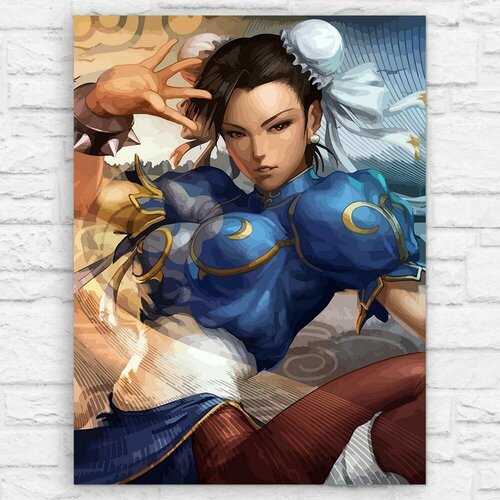 Картина по номерам на холсте игра Street Fighter (Chun-Li, Чун Ли, PS, PC, XBOX, SWITCH) - 13582 В 30x40