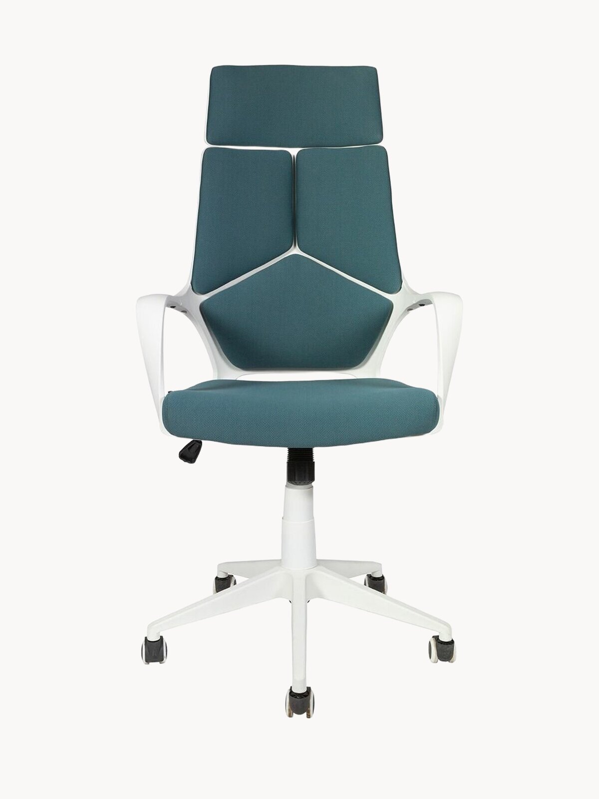 Компьютерное кресло NORDEN IQ, белый/голубой, обивка из текстиля, каркас из пластика, Кабинет, с подлокотниками/с поясничным упором