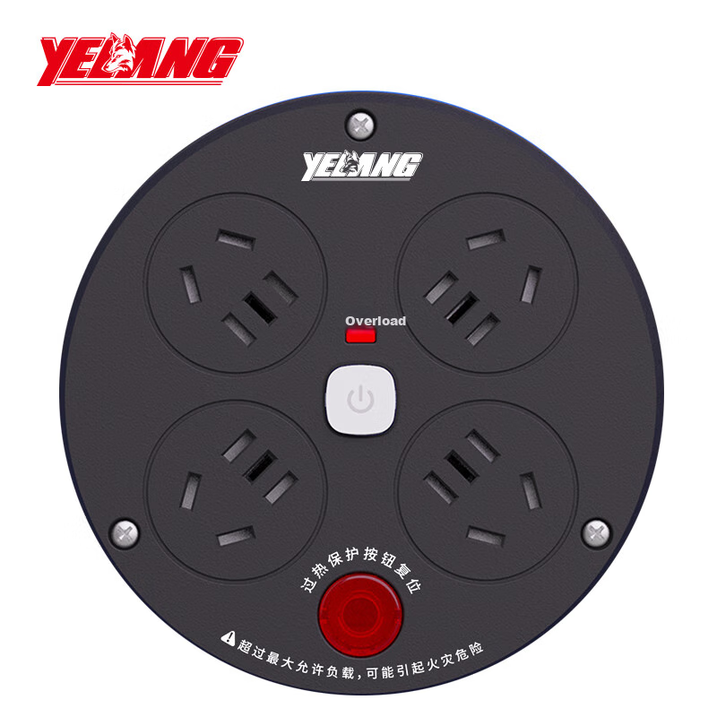 Yelang Engineering Series 250V 10A 4-разъемный электрический катушечный розеточный блок с защитой от перегрузки и