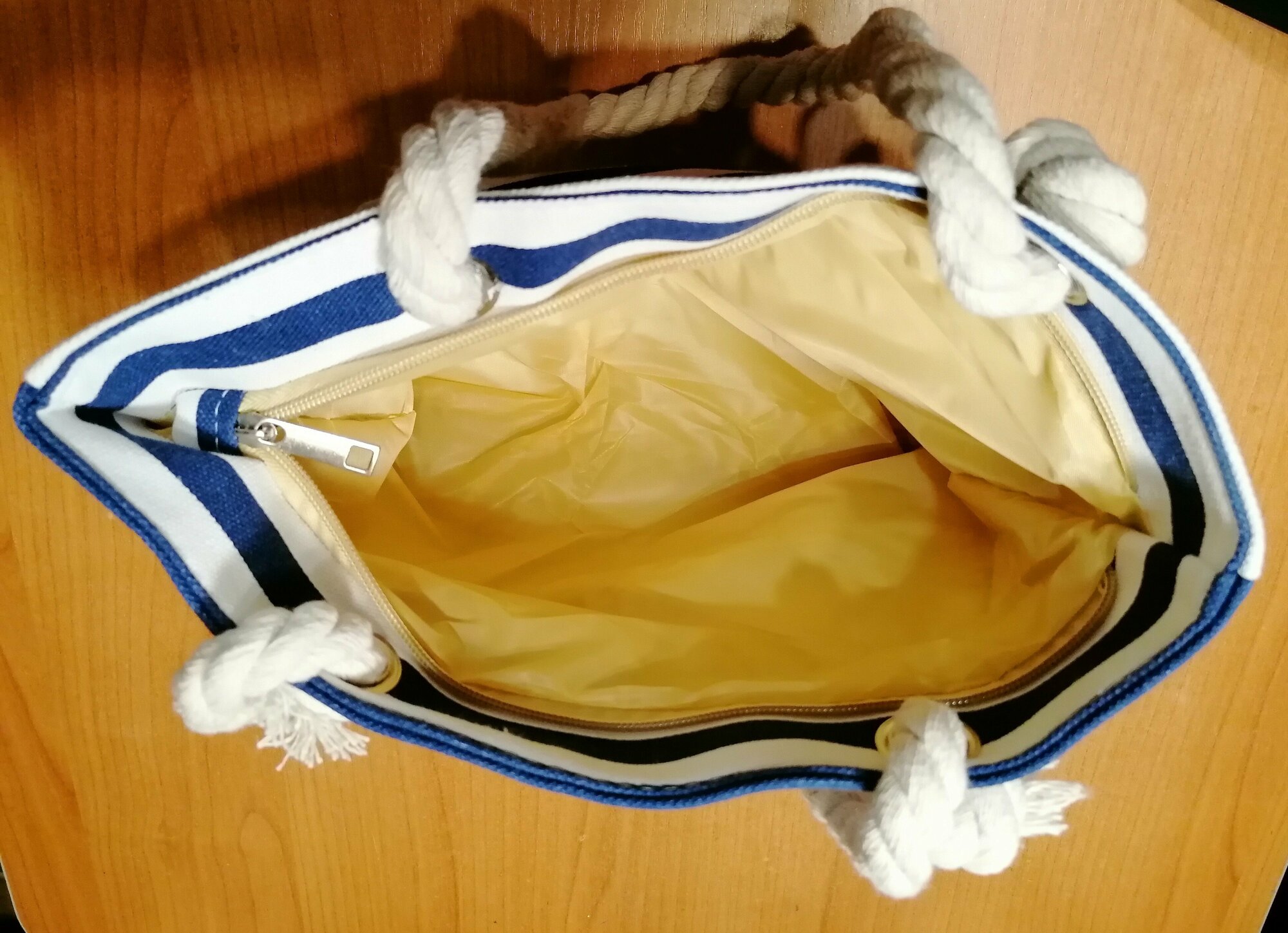 Сумка пляжная , фактура бархатистая, белый, синий — фото 1