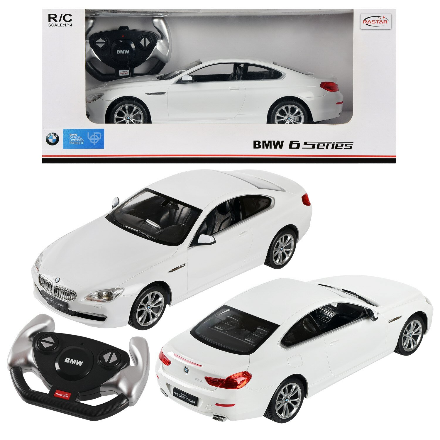 Машина р у BMW 6 серии масштаб 1:14  фары светятся цвет белый 42600W