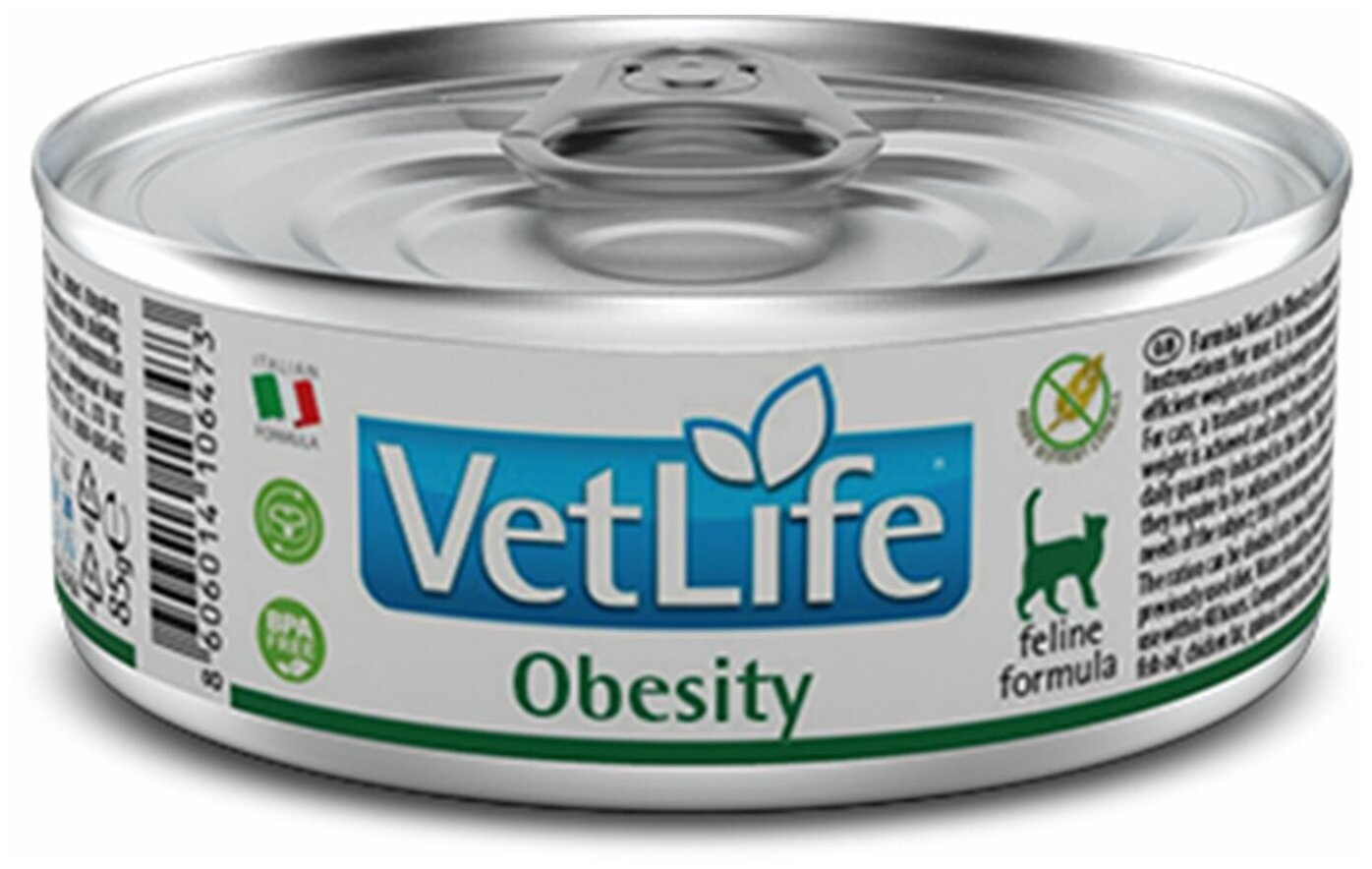 Farmina Vet Life Cat Obesity влажный корм для кошек при ожирении, в консервах - 85 г