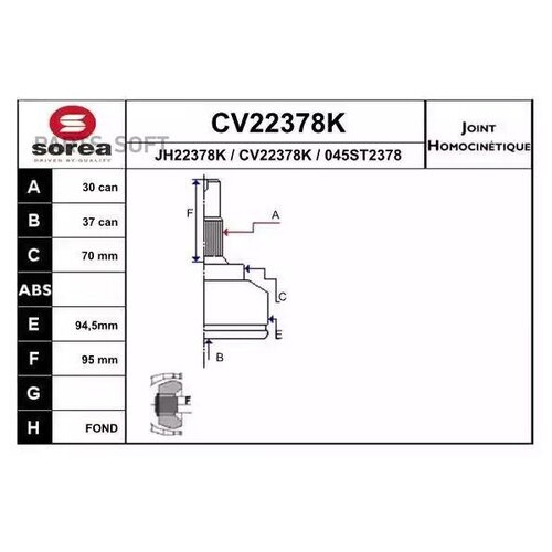 EAI GROUP CV22378K _ШРУС наружный к-кт! 30x37\ MB Vito/Viano
