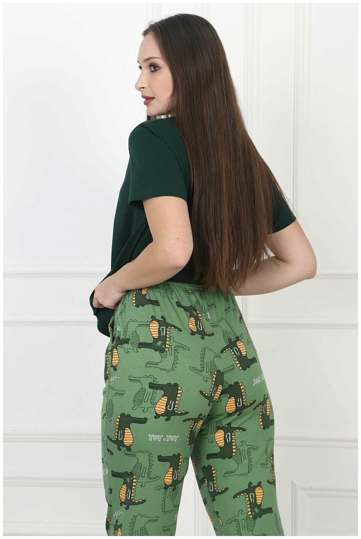 Пижама женская "Крокодильчики", зеленый - фотография № 3