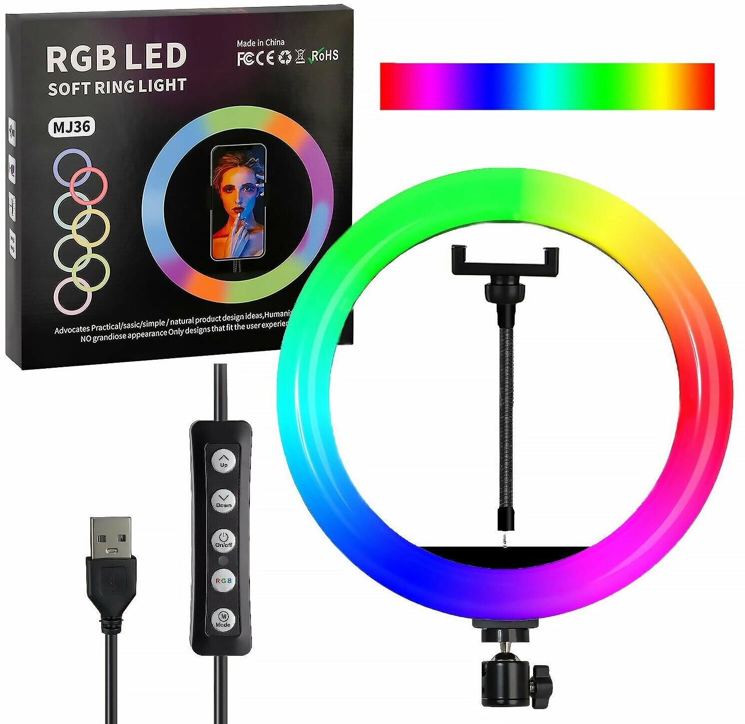 Селфи кольцо 36см RGB MJ36