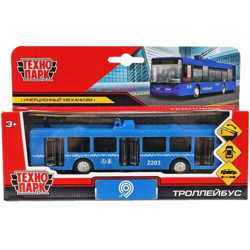 Модель SB-16-65-WB(20-1) метрополитен троллейбус 16,5 см, двери, инерц, синий Технопарк в коробке