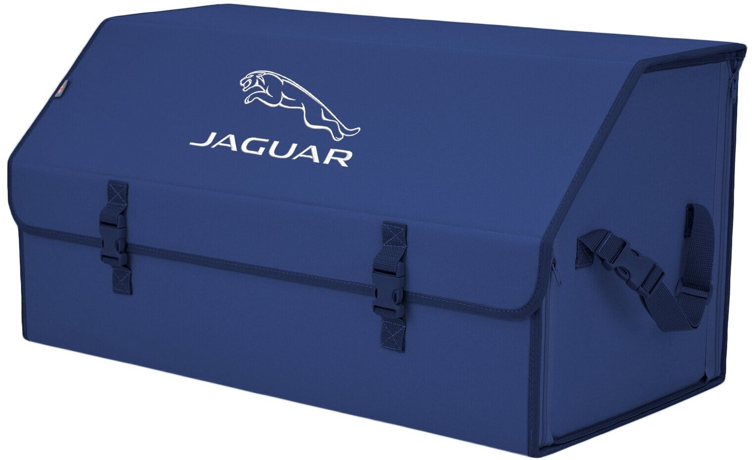 Органайзер-саквояж в багажник "Союз" (размер XL Plus). Цвет: синий с вышивкой Jaguar (Ягуар).