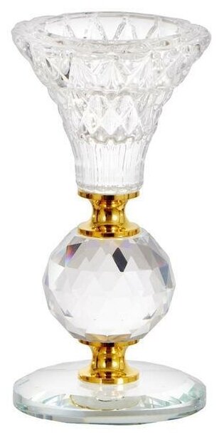 Подсвечник стекло на 1 свечу "Вазон с хрустальным шаром" 11х6х6 см - фотография № 4