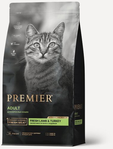 Изображение товара Premier Cat Корм для кошек ADULT Lamb&Turkey Ягненок Индейка