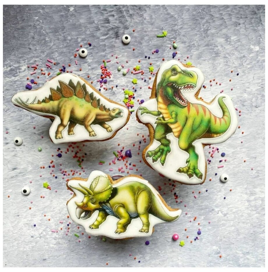 Пряники для торта Динозавры декор - фотография № 1