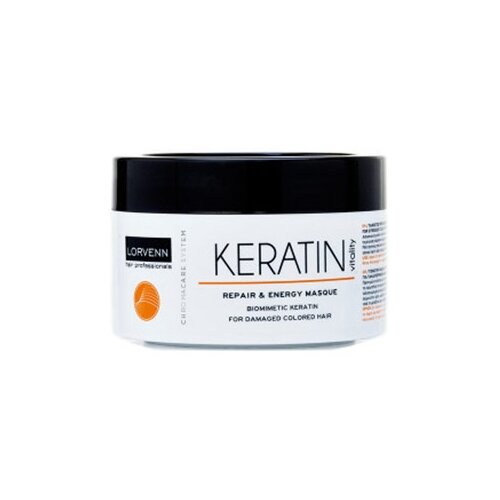 LORVENN Keratin Vitality Repair & Energy Masque Восстанавливающая маска с кератином для поврежденных и окрашенных волос, 500 мл