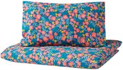 ИКЕА Комплект в кроватку РЁРАНДЕ, 3 предмета цветочный орнамент/синий/розовый