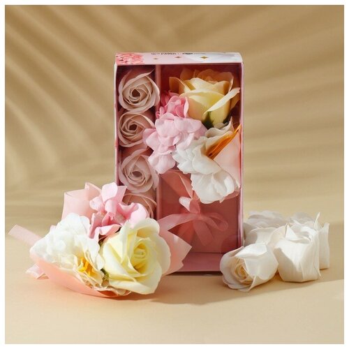 Набор Лучшей на свете мыльный букет, мыльные розочки 7980813 подарочный набор лучшей на свете мыльные розы 12 шт свеча