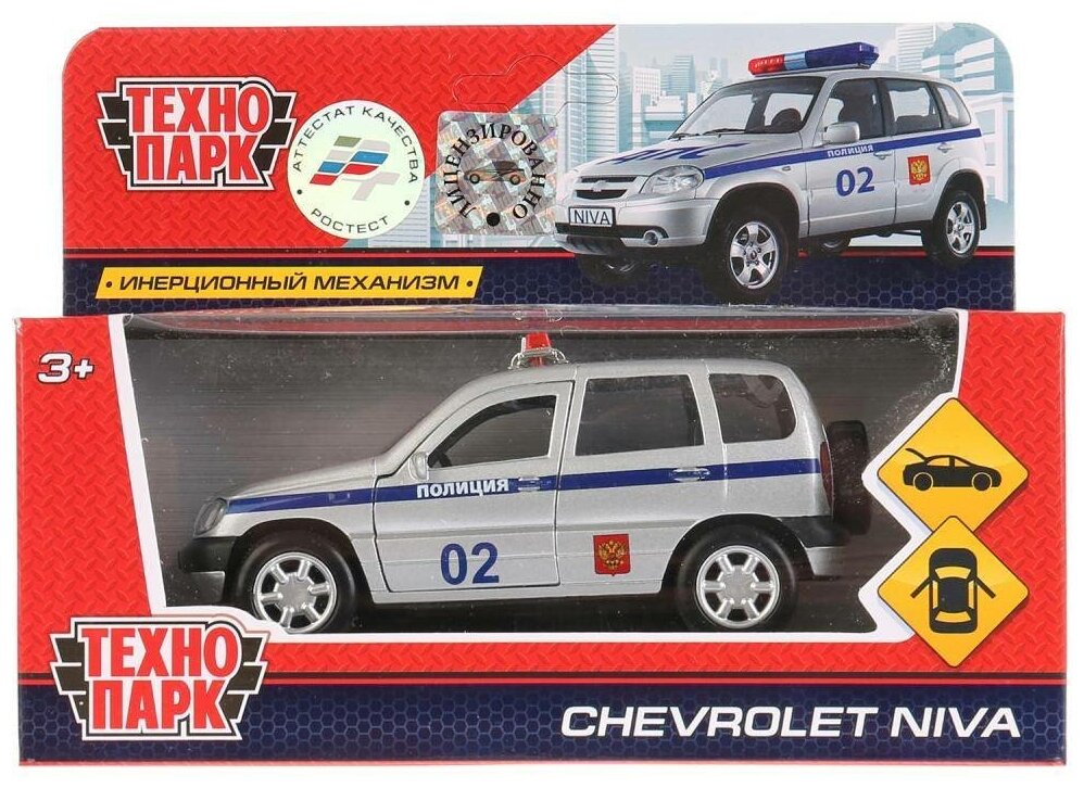 Машина металл инерционная Chevrolet Niva, 12 см. Технопарк CHEVY-NIVA-POLICE