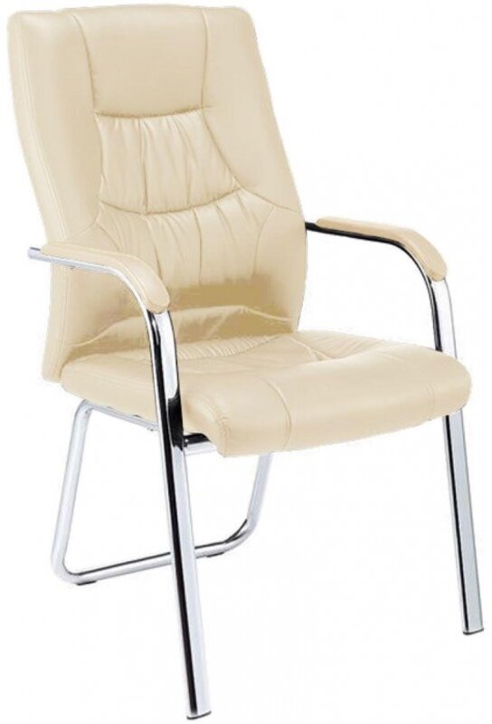 Конференц-кресло BN_TQ_Echair-807 VPU кожзам бежевый, хром - фотография № 2