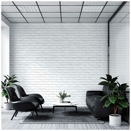 Фотообои на стену флизелиновые MOBI DECOR Белая кирпичная стена с рисунком кирпич в гостиную и кухню 300x250 см.