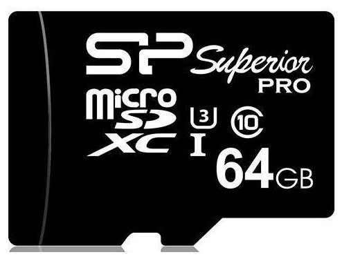 Флеш карта microSD 64GB Silicon Power Superior microSDXC Class 10 UHS-I U3 90/80 MB/s (SD адаптер)
