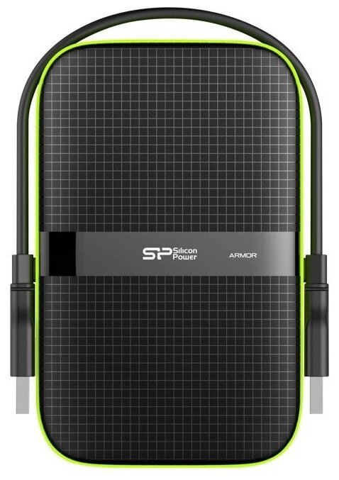 Внешний жесткий диск 2Tb Silicon Power Armor A60 SP020TBPHDA60S3K черный/зеленый USB 3.0 (sp020tbphda60s3k)