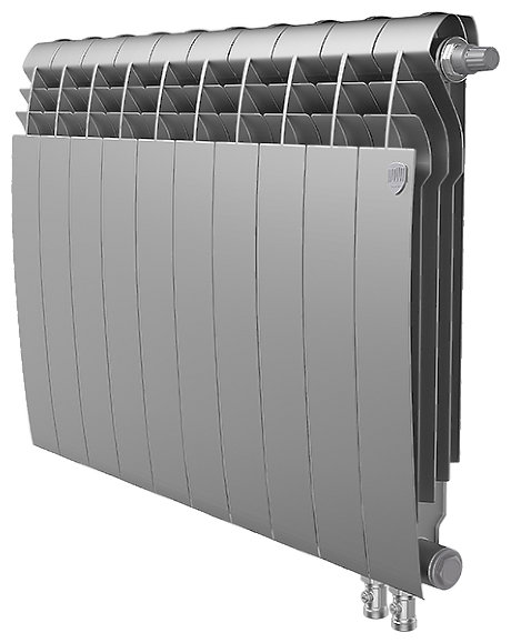 БиМеталлический радиатор Royal Thermo Biliner Silver Satin 500 VR \ 10 секций \ с нижним правым подключением