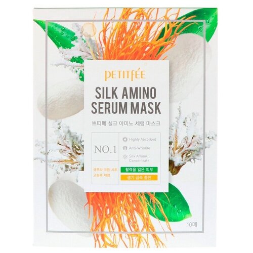 PETITFEE Petitfee Silk Amino Serum Mask Увлажняющая маска с протеинами шелка, 25 г