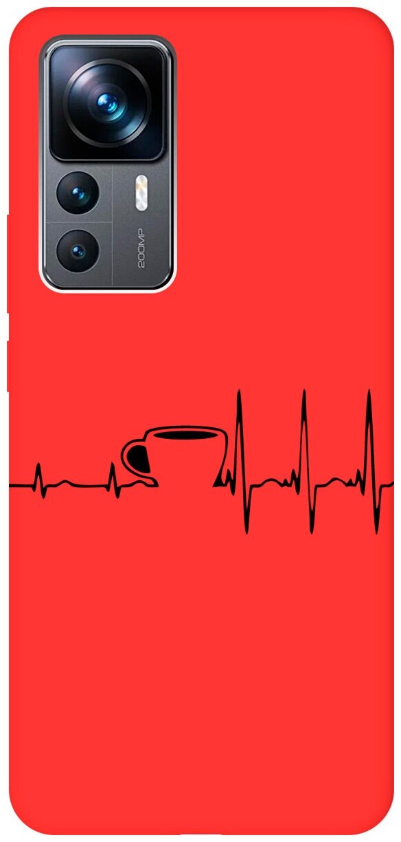 Матовый чехол Coffee Cardiogram для Xiaomi 12T / 12T Pro / Сяоми 12Т / 12Т Про с 3D эффектом красный
