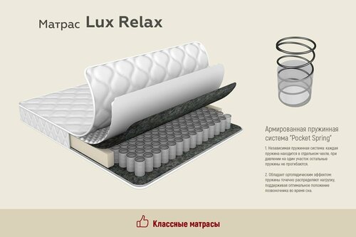 Матрас LUX RELAX высота 18 см для сна на диван кровать пружины 256 Orto Foam с массажным эффектом стеганный жаккард (120 / 190)