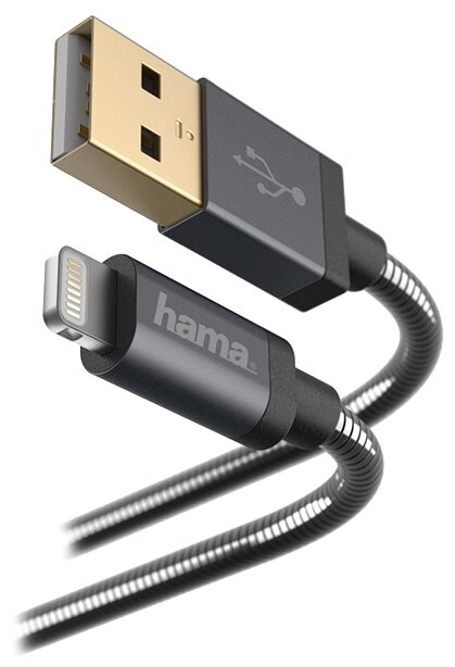 Кабель HAMA USB - Apple Lightning Metal (00173626) 1.5 м черный фото 1