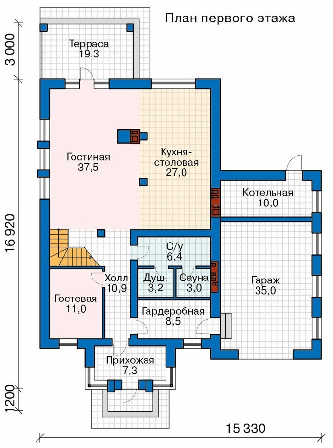 Проект дома Catalog-Plans-58-87ADK (292,09кв.м, 15,33x15,27м, кирпич 510) - фотография № 2