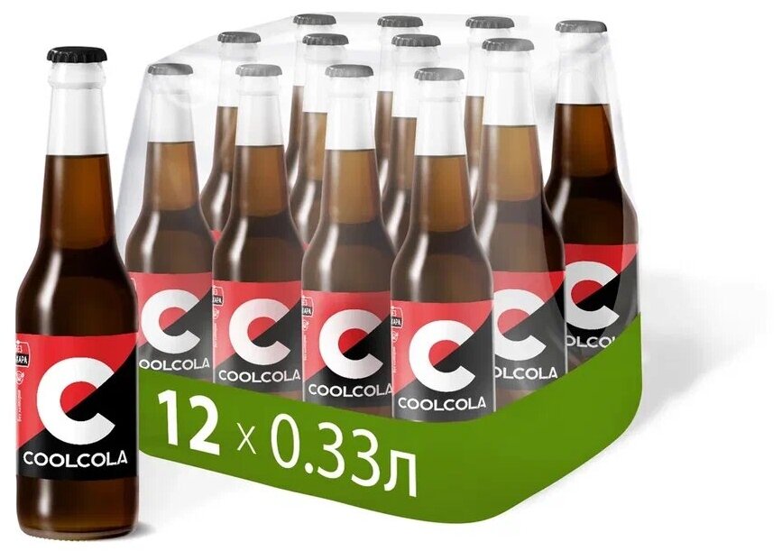 Напиток "Кул Кола без сахара" ("Cool Cola Zero") безалкогольный сильногазированный, бут. 0.33 (упаковка 12шт)
