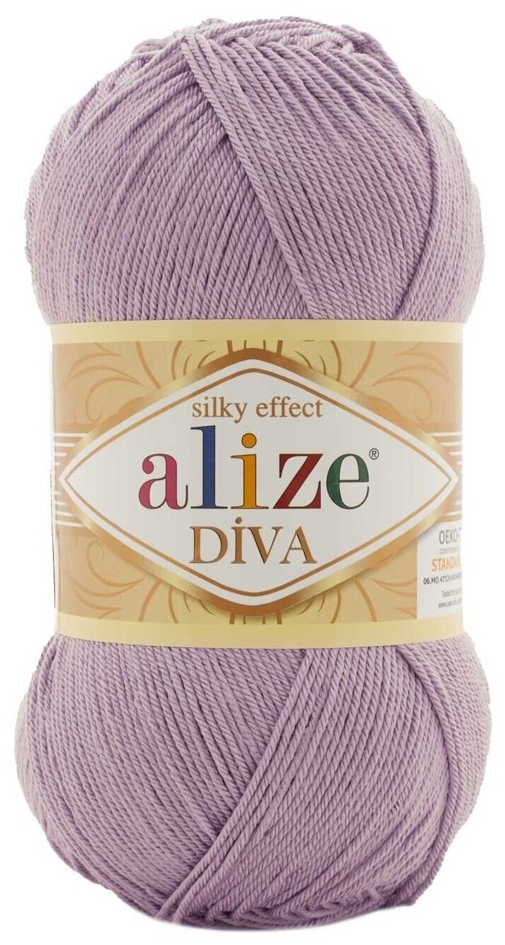 Пряжа Alize Diva - 1 шт, 505 пепельно сиреневый, 350м/100г, 100% микрофибра акрил /Ализе Дива/