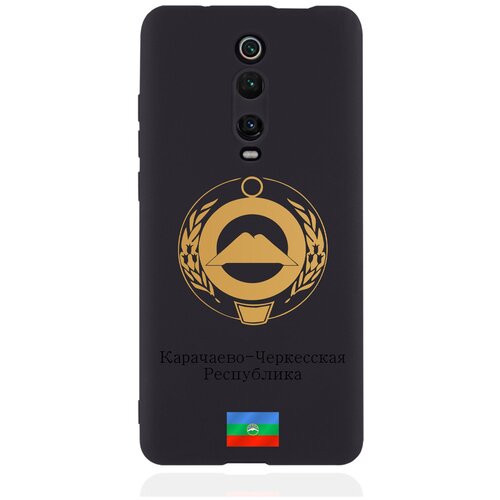 Черный силиконовый чехол для Xiaomi Mi 9T Золотой Герб Карачаево-Черкесской Республики черный силиконовый чехол signumcase для xiaomi 13t золотой герб карачаево черкесской республики