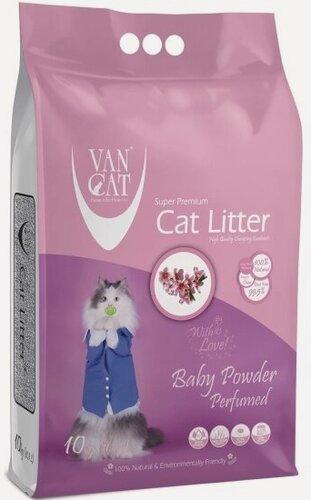 Изображение товара Комкующийся наполнитель Vancat VAN CAT Baby Powder для кошачьих туалетов без пыли с ароматом детской присыпки 10 кг