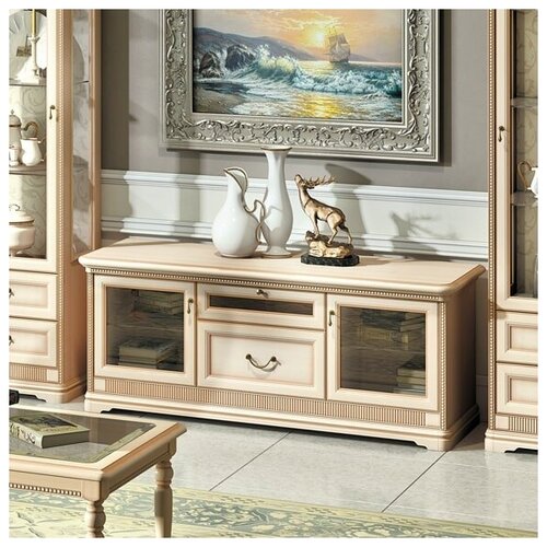 Тумба ТВ со стеклянными дверками Джоконда Крем Miassmobili