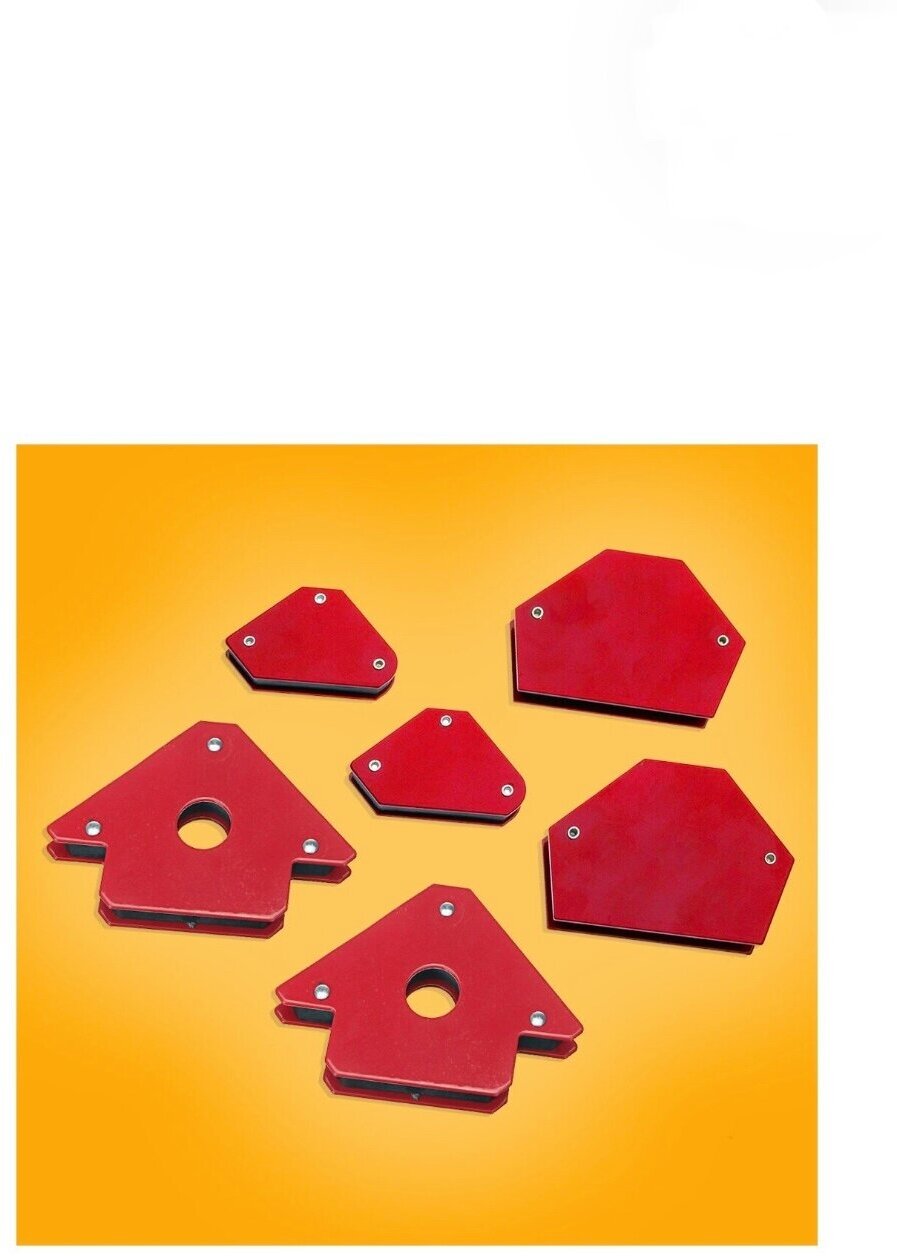 Магнитные угольники для сварки, 6 шт, красный, с ферритовым магнитом