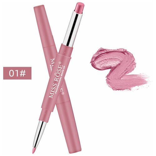 MISS ROSE/2in1 помада стойкая+карандаш для губ/6 оттенков