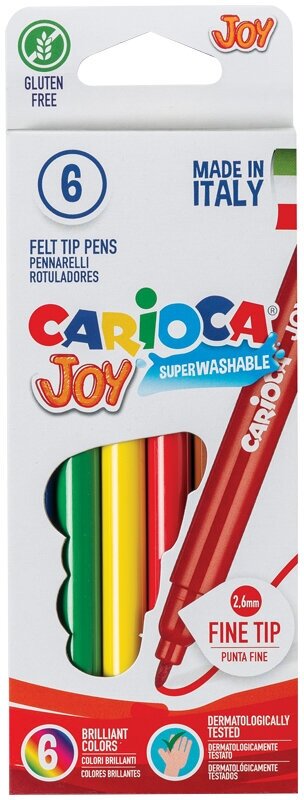 Фломастеры "CARIOCA JOY", 06цв, картон уп, европодвес