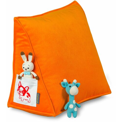Клиновидная треугольная подушка для спины на диван на спинку кровати PillowPlace DOG ORANGE 50х20х40 см