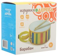 Мир деревянных игрушек барабан Д213 красный/желтый