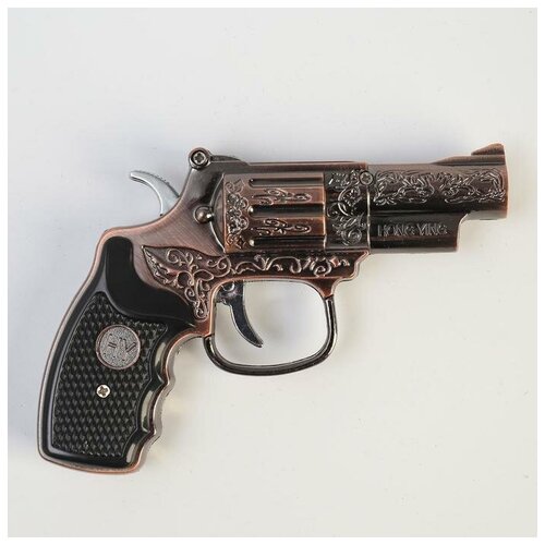 Зажигалка газовая Револьвер, пьезо, микс зажигалка газовая револьвер пьезо серебро