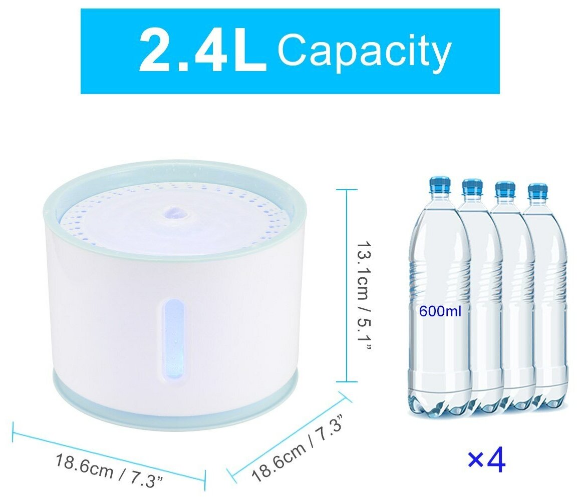Поилка автоматическая для кошек, собак/ Фонтанчик / объем 2,4 л - фотография № 2