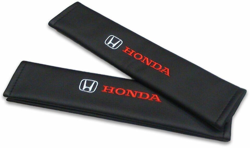 Комплект чехлов на ремень безопасности из экокожи и вышивкой для Honda (хонда)