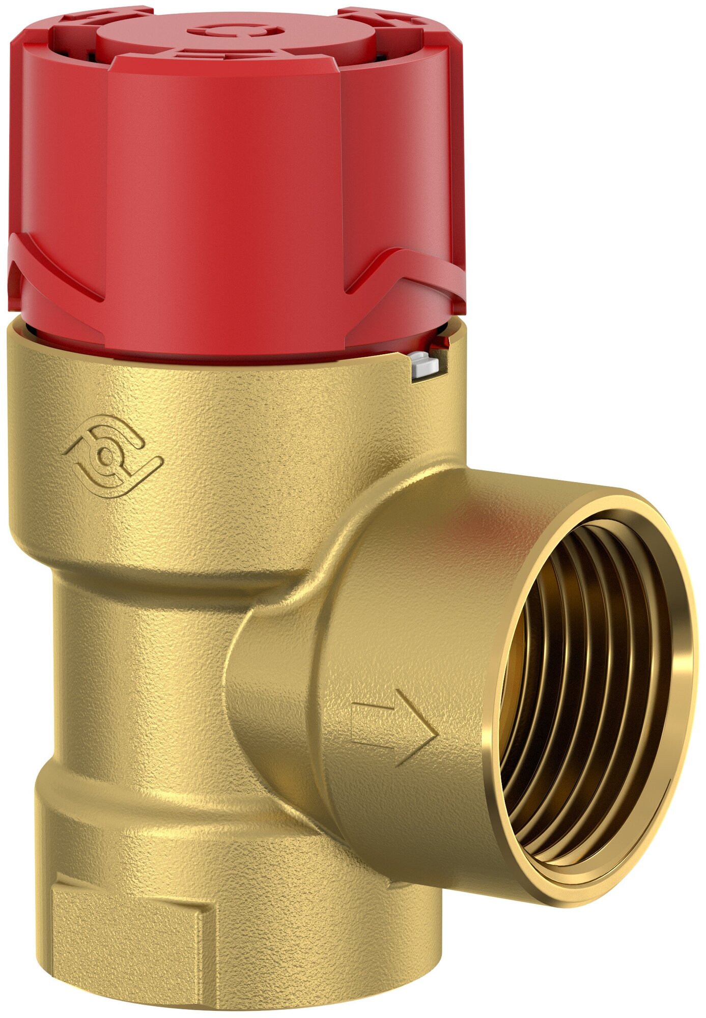 Flamco Клапан 3 бара 1/2 х 1/2 предохранительный Flopress (красный колпачек) - фотография № 1
